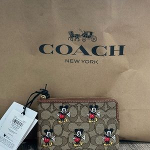 Coach Disney X Coach Corner Zip Wristlet Mickey Mouse Motif wallet handbag